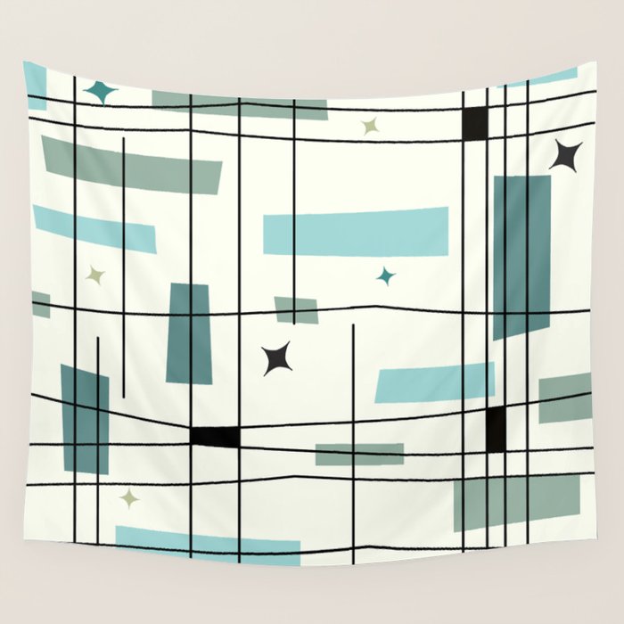 Mid Century Art Bauhaus Style Wall Tapestry Gallery Image 4