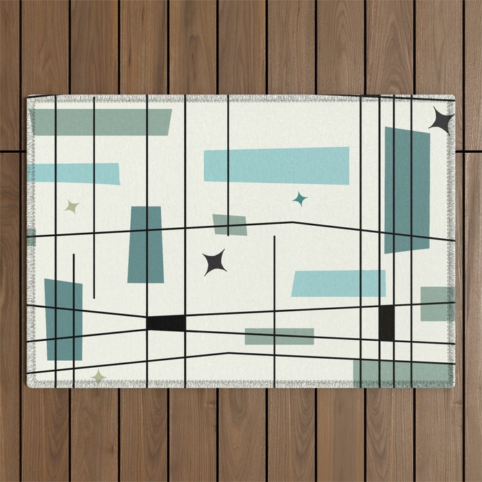 Mid Century Art Bauhaus Style Outdoor Rug Gallery Image 1
