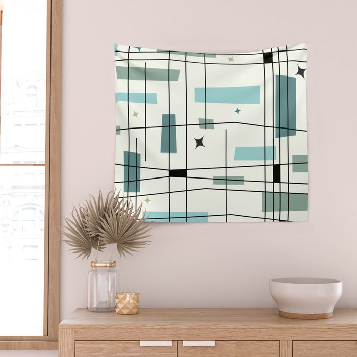 Mid Century Art Bauhaus Style Wall Tapestry Gallery Image 2