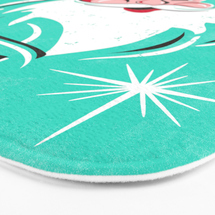 'Tis The Season - Retro Santa Aqua Colorful Bath Mat Gallery Image 3