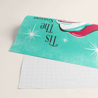 'Tis The Season - Retro Santa Aqua Colorful Wrapping Paper Gallery Image 2