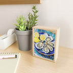 Oysters with Lemons on Blue Plate Watercolor Mini Art Print Gallery Image 2