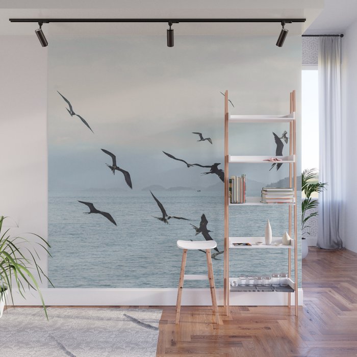 Flock of Birds at Sunset Wall Mural Gallery Image 1