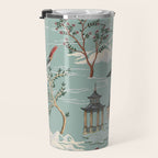 Vintage Chinoiserie Pastel Pagoda Bridge Garden Landscape Travel Mug Gallery Image 3