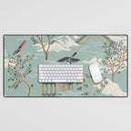 Vintage Chinoiserie Pastel Pagoda Bridge Garden Landscape Desk Mat Gallery Image 1