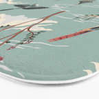 Vintage Chinoiserie Pastel Pagoda Bridge Garden Landscape Bath Mat Gallery Image 3