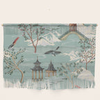 Vintage Chinoiserie Pastel Pagoda Bridge Garden Landscape Wall Hanging Gallery Image 1