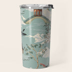Vintage Chinoiserie Pastel Pagoda Bridge Garden Landscape Travel Mug Gallery Image 2