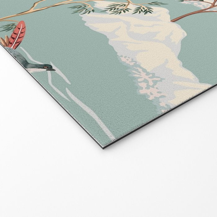 Vintage Chinoiserie Pastel Pagoda Bridge Garden Landscape Welcome Mat Gallery Image 2