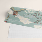 Vintage Chinoiserie Pastel Pagoda Bridge Garden Landscape Wrapping Paper Gallery Image 2