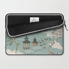 Vintage Chinoiserie Pastel Pagoda Bridge Garden Landscape Laptop Sleeve Gallery Image 2