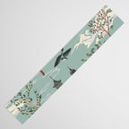 Vintage Chinoiserie Pastel Pagoda Bridge Garden Landscape Table Runner Gallery Image 3