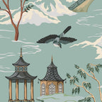 Vintage Chinoiserie Pastel Pagoda Bridge Garden Landscape Coffee Mug Gallery Image 2