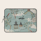 Vintage Chinoiserie Pastel Pagoda Bridge Garden Landscape Laptop Sleeve Gallery Image 1