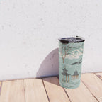 Vintage Chinoiserie Pastel Pagoda Bridge Garden Landscape Travel Mug Gallery Image 4