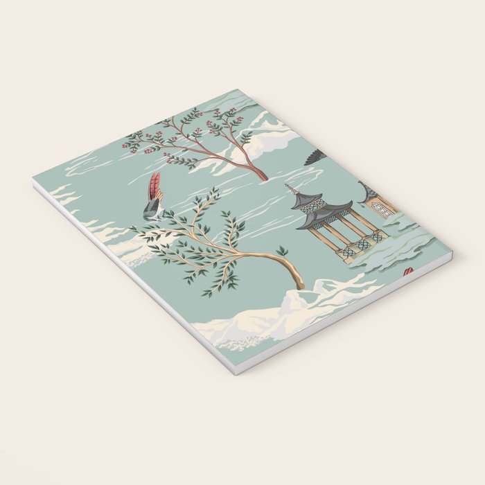 Vintage Chinoiserie Pastel Pagoda Bridge Garden Landscape Notebook Gallery Image 3