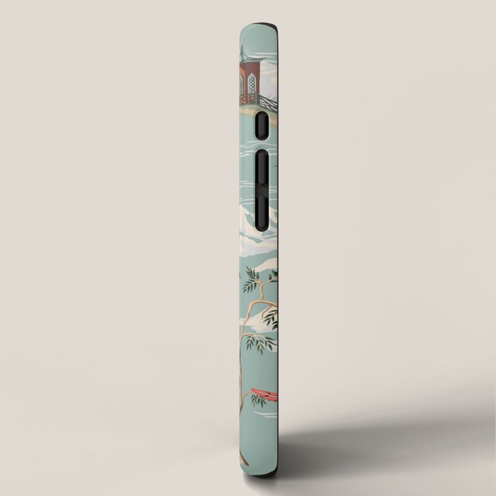 Vintage Chinoiserie Pastel Pagoda Bridge Garden Landscape iPhone Case Gallery Image 2