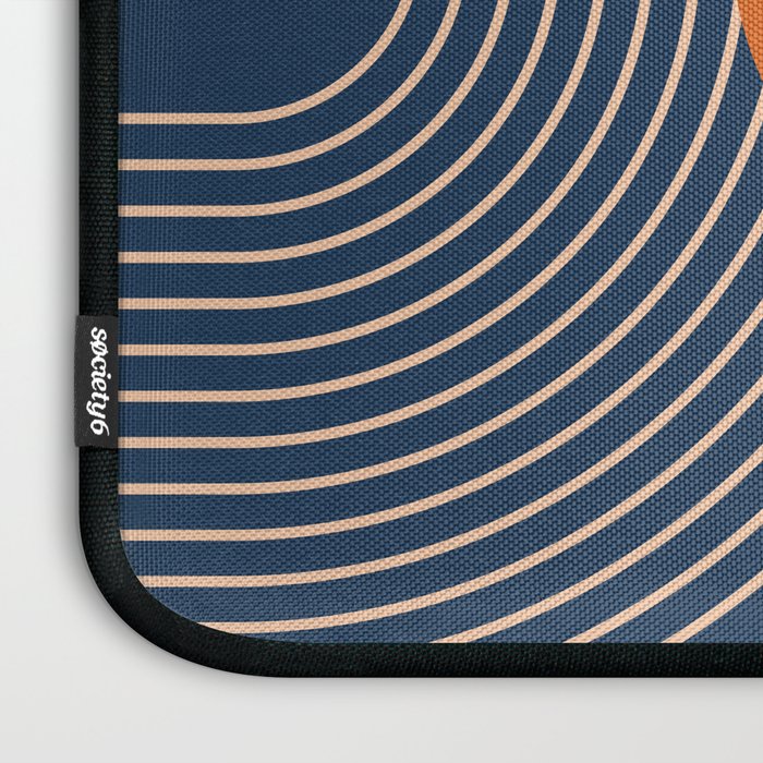 Geometric Lines in Orange and Navy Blue 2 (Sun and Rainbow Abstract) Laptop Sleeve Gallery Image 3