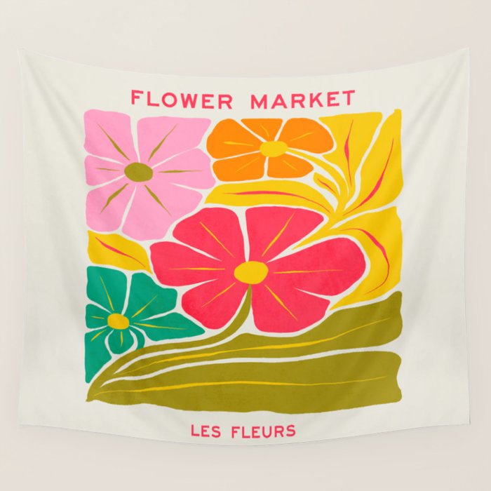 French Bouquet: Les Fleurs | Flower Market 01 | Spring Summer 23 Wall Tapestry Gallery Image 1