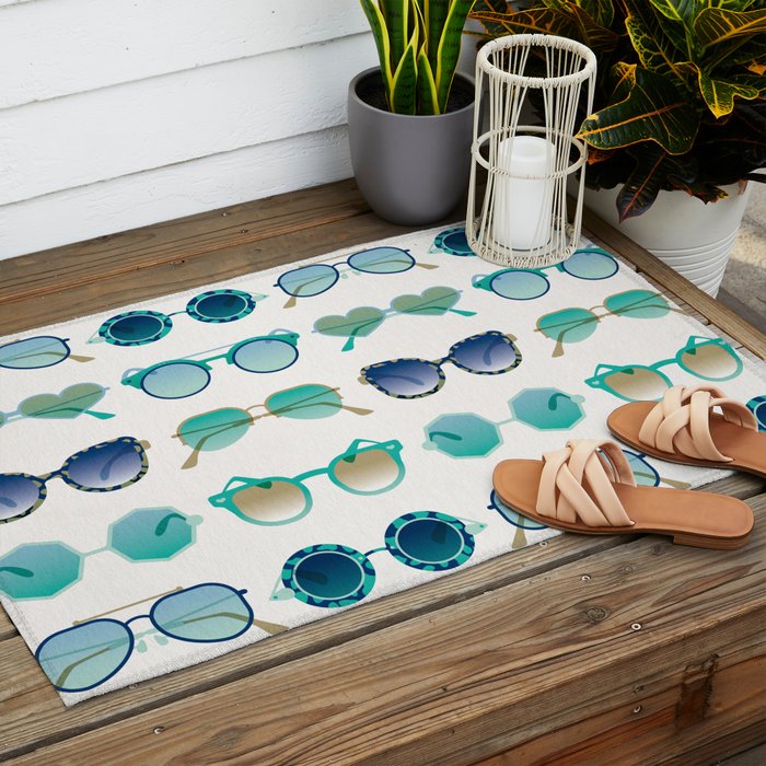Sunglasses Collection - Turquoise & Navy Palette Outdoor Rug Gallery Image 2