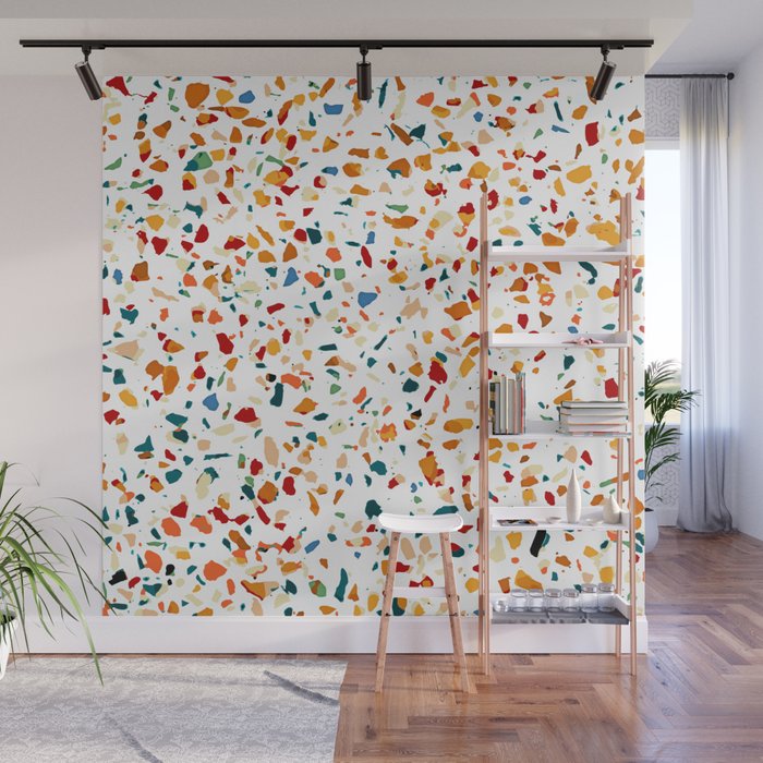 Tan Terrazzo | Eclectic Quirky Confetti Painting | Celebration Colorful Boho Happy Party Graphic  Wall Mural Gallery Image 1