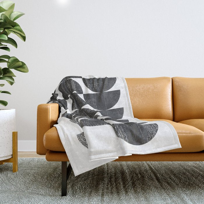 Mid Century Modern Op Art Black and White Pattern Throw Blanket Gallery Image 1