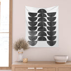 Mid Century Modern Op Art Black and White Pattern Wall Tapestry Gallery Image 2