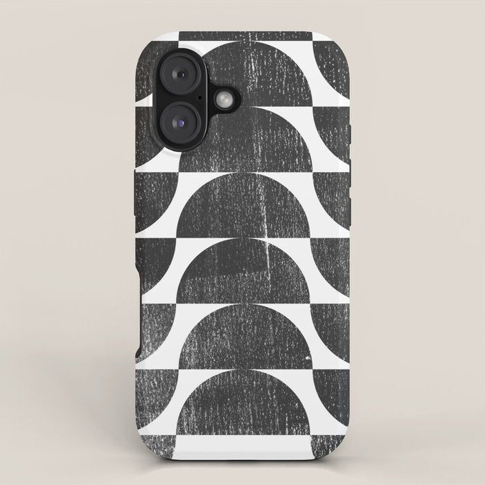 Mid Century Modern Op Art Black and White Pattern iPhone Case Gallery Image 1