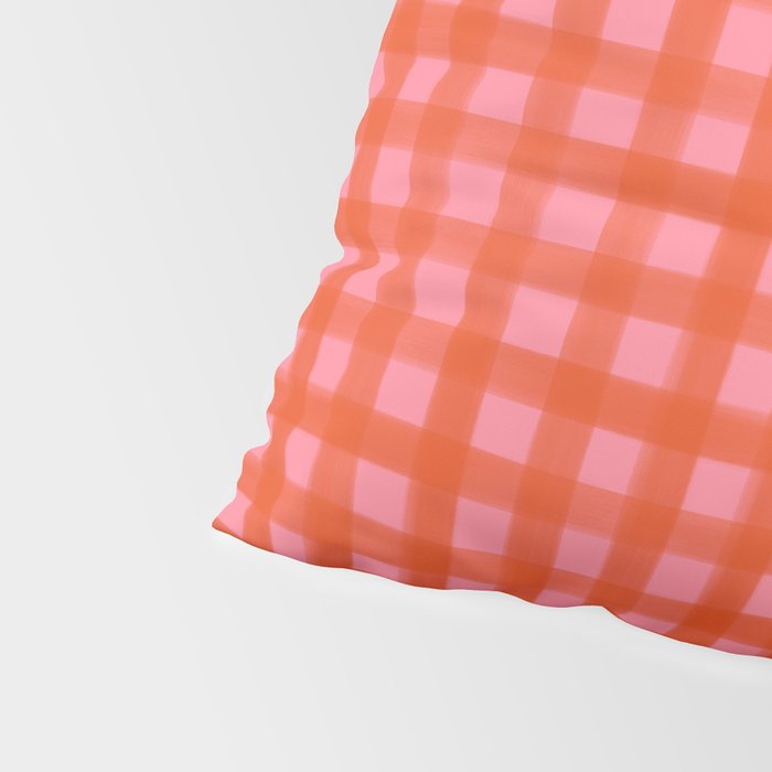 Watercolor Gingham - pink and tomato Pillow Sham Gallery Image 4