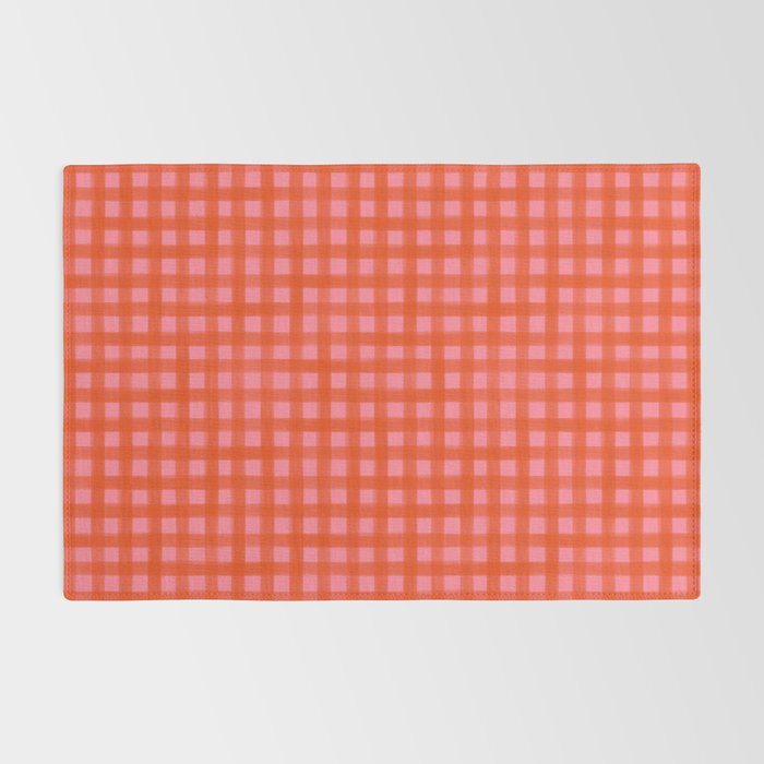 Watercolor Gingham - pink and tomato Rug Gallery Image 2