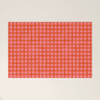 Watercolor Gingham - pink and tomato Welcome Mat Gallery Image 1