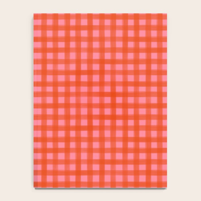 Watercolor Gingham - pink and tomato Notebook Gallery Image 4