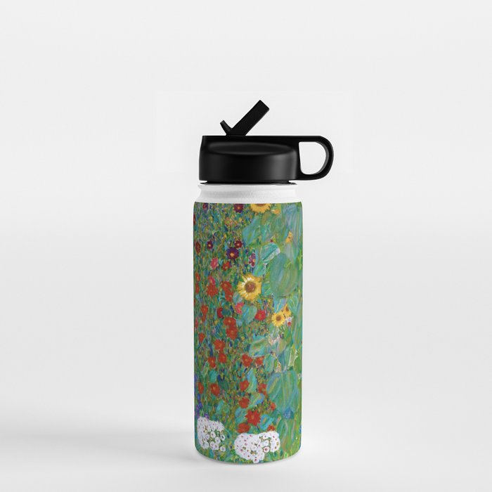 Gustav Klimt "Farm Garden with Sunflowers" Water Bottle Gallery Image 1