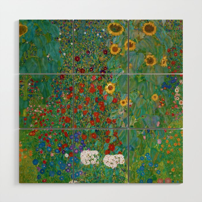 Gustav Klimt "Farm Garden with Sunflowers" Wood Wall Art Gallery Image 1