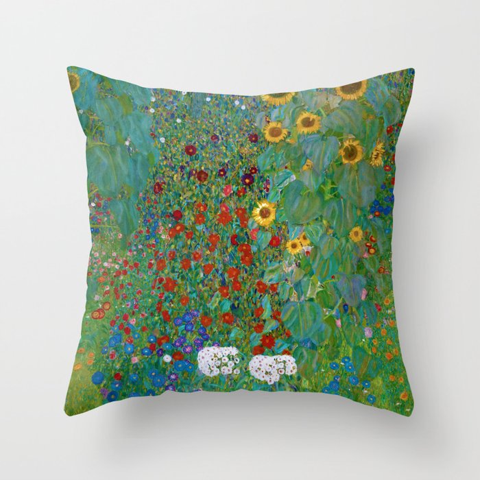 Gustav Klimt "Farm Garden with Sunflowers" Throw Pillow Gallery Image 6