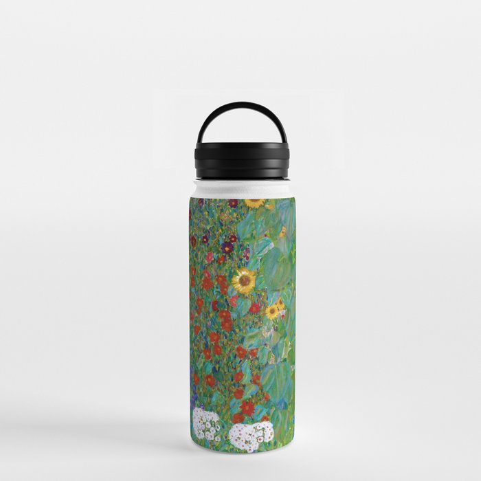 Gustav Klimt "Farm Garden with Sunflowers" Water Bottle Gallery Image 3
