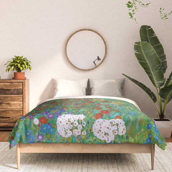 Gustav Klimt "Farm Garden with Sunflowers" Comforter Gallery Image 3