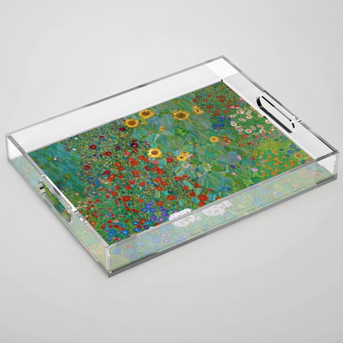Gustav Klimt "Farm Garden with Sunflowers" Acrylic Tray Gallery Image 1