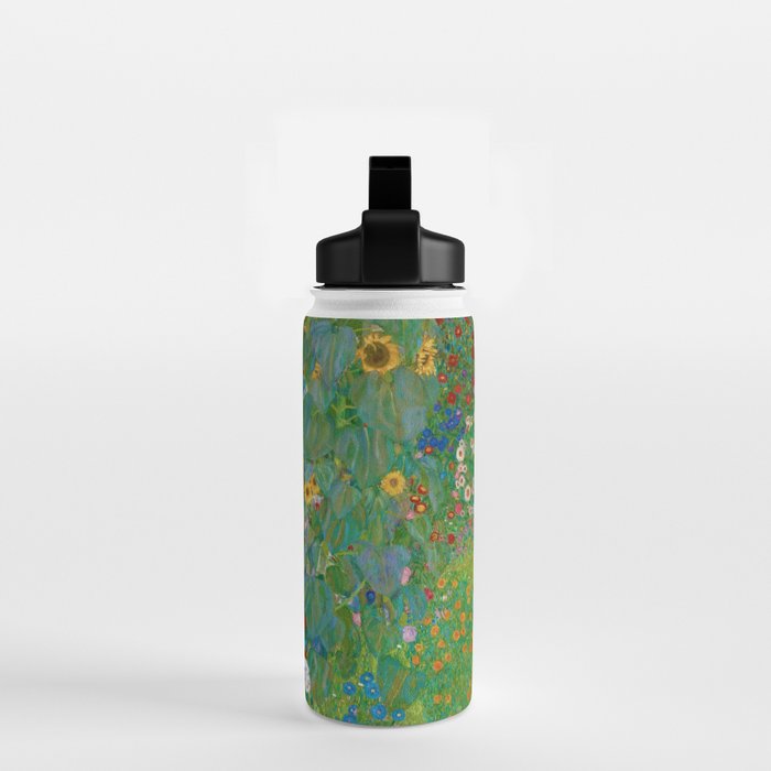 Gustav Klimt "Farm Garden with Sunflowers" Water Bottle Gallery Image 2