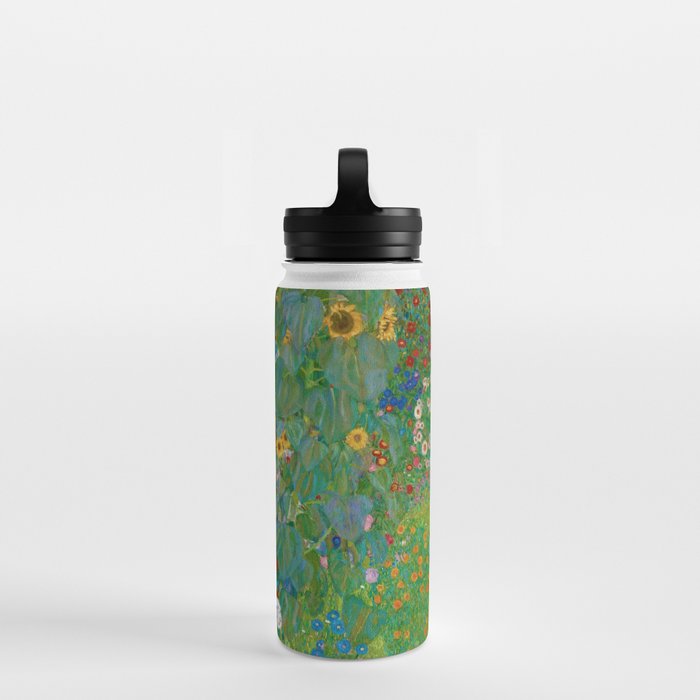 Gustav Klimt "Farm Garden with Sunflowers" Water Bottle Gallery Image 2