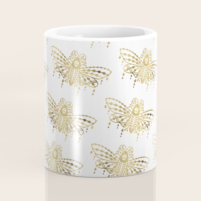 Death's Head Hawkmoth - Gold Palette Coffee Mug Gallery Image 4