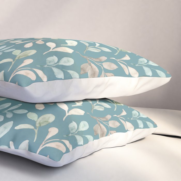 Leafy Teal Floral Pillow Sham Gallery Image 3