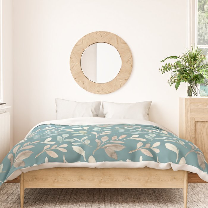 Leafy Teal Floral Duvet Cover Gallery Image 3