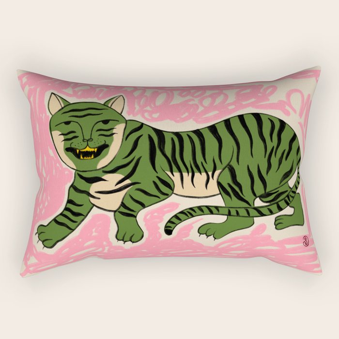 GREEN TIGER Rectangular Pillow Gallery Image 1