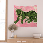 GREEN TIGER Wall Tapestry Gallery Image 2