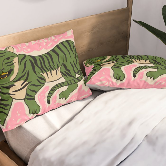 GREEN TIGER Pillow Sham Gallery Image 2