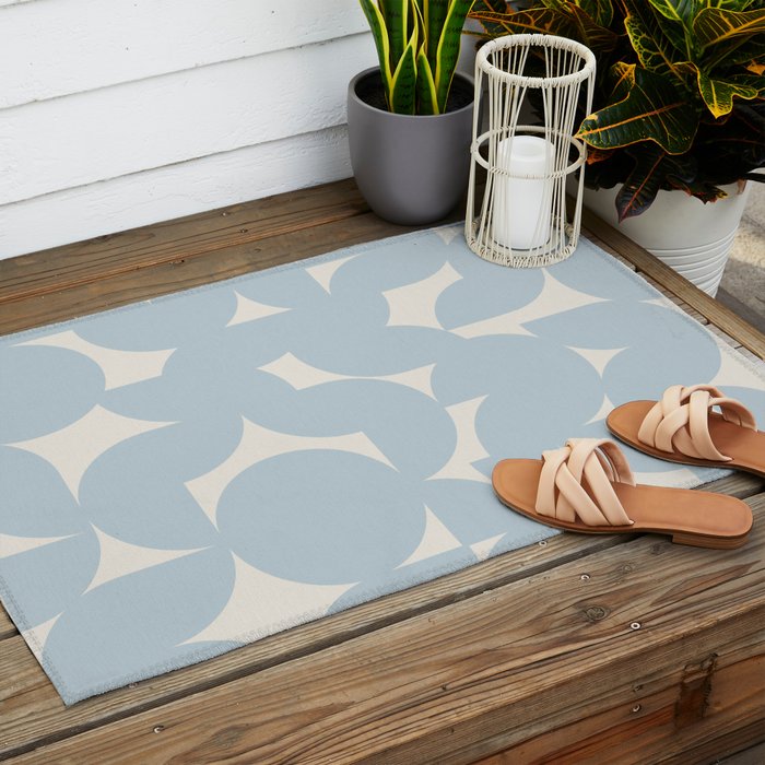 Contemporary Geometric Shapes - Soft Blue Outdoor Rug Gallery Image 2