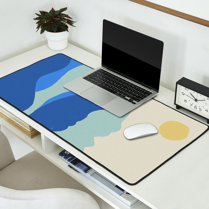 Blue Sea Waves on a Sunny Day Desk Mat Gallery Image 2