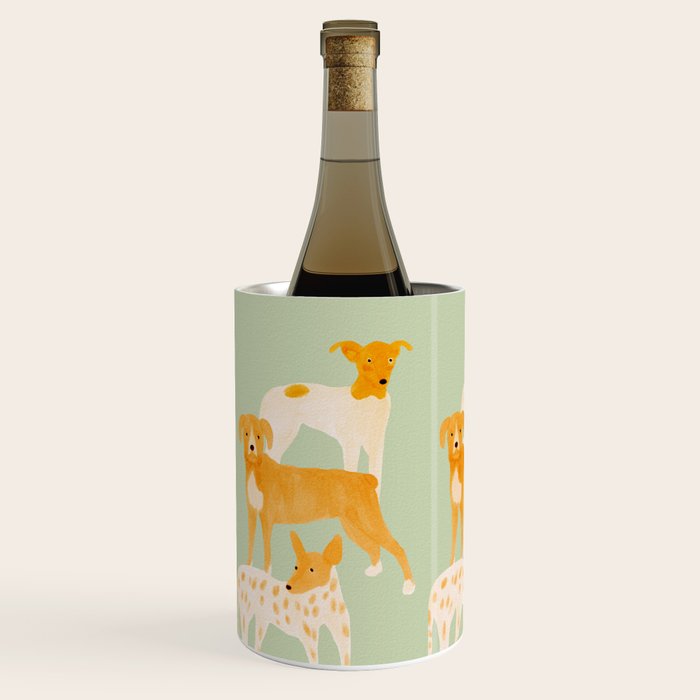 Three Dogs Lined Up - Yellow and Sage Wine Chiller Gallery Image 2