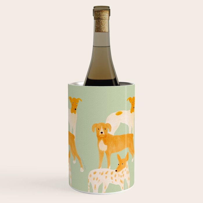 Three Dogs Lined Up - Yellow and Sage Wine Chiller Gallery Image 3